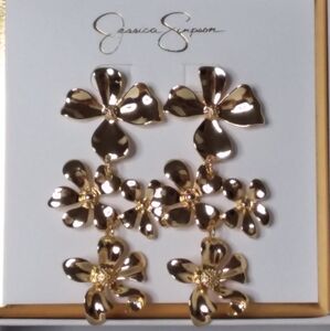 Dangle Pierce Earrings Gold Tone Blossoms Jessica Simpson